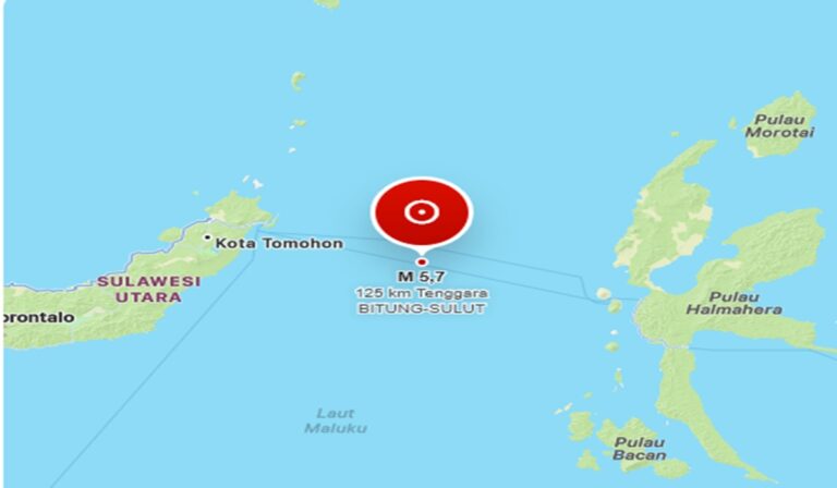Gempa M5,7 Guncang Wilayah Tenggara Bitung, Sulut Aman dari Tsunami